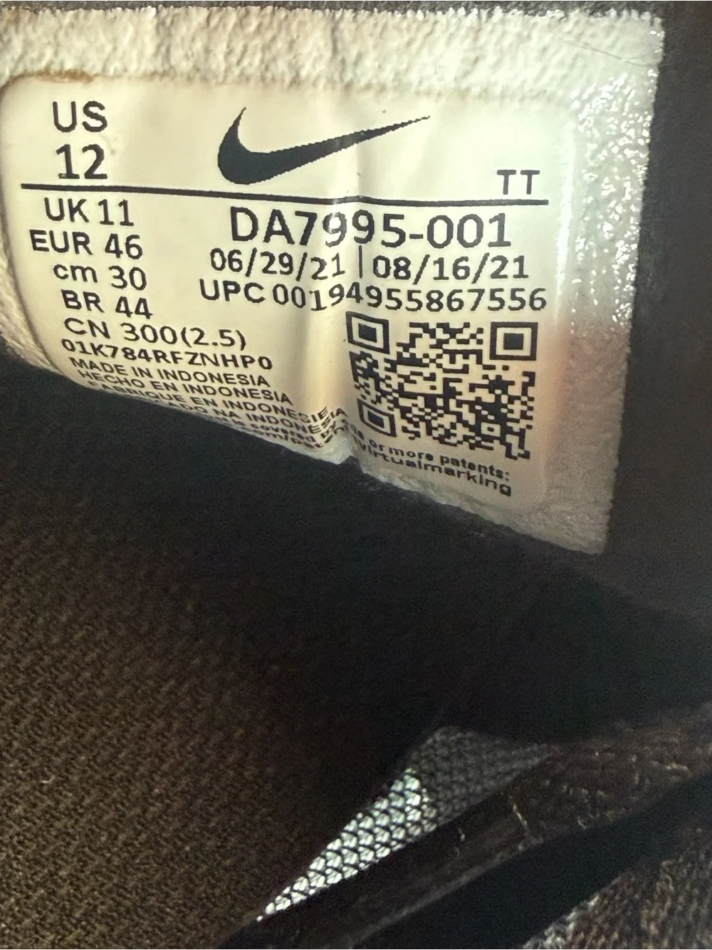 Nike Waffle One Black White Men Shoes - Size 12